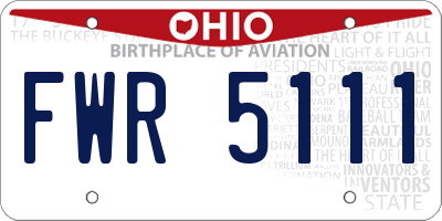 OH license plate FWR5111