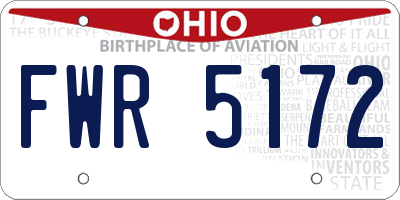 OH license plate FWR5172