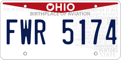 OH license plate FWR5174