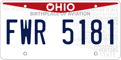 OH license plate FWR5181
