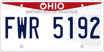 OH license plate FWR5192