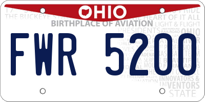 OH license plate FWR5200