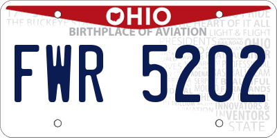 OH license plate FWR5202