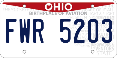 OH license plate FWR5203
