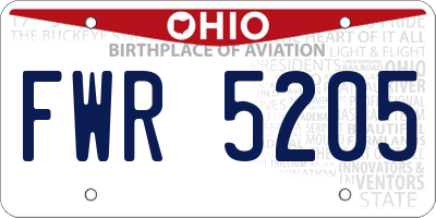 OH license plate FWR5205