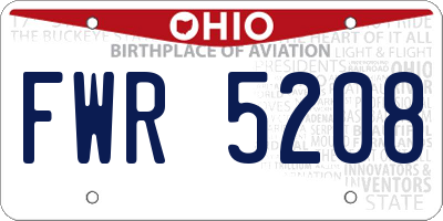 OH license plate FWR5208