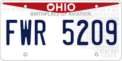 OH license plate FWR5209