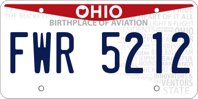 OH license plate FWR5212