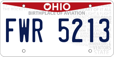 OH license plate FWR5213