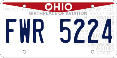 OH license plate FWR5224