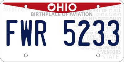 OH license plate FWR5233