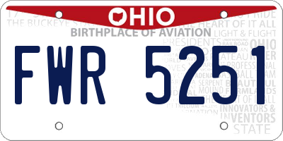 OH license plate FWR5251