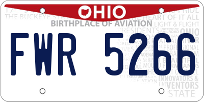 OH license plate FWR5266
