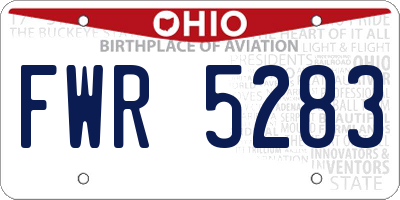 OH license plate FWR5283