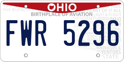 OH license plate FWR5296