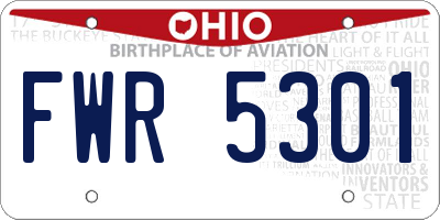 OH license plate FWR5301