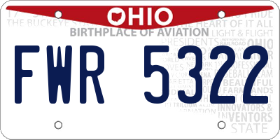 OH license plate FWR5322