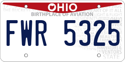 OH license plate FWR5325