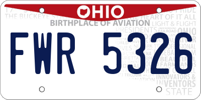 OH license plate FWR5326
