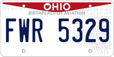 OH license plate FWR5329