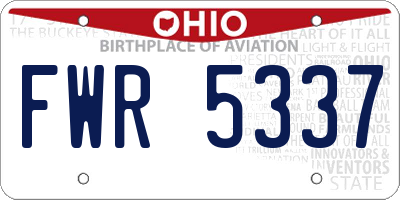 OH license plate FWR5337