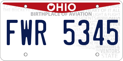 OH license plate FWR5345