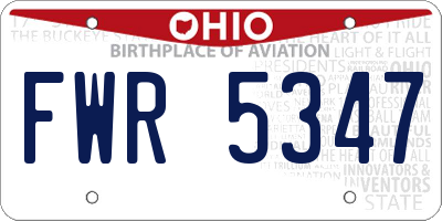 OH license plate FWR5347