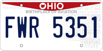 OH license plate FWR5351
