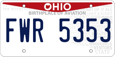 OH license plate FWR5353