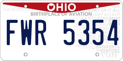 OH license plate FWR5354