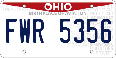 OH license plate FWR5356