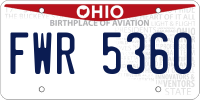 OH license plate FWR5360