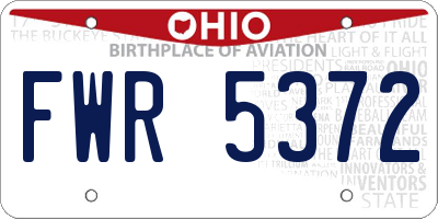 OH license plate FWR5372