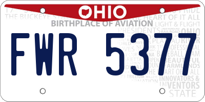 OH license plate FWR5377