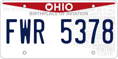 OH license plate FWR5378