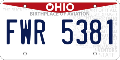 OH license plate FWR5381
