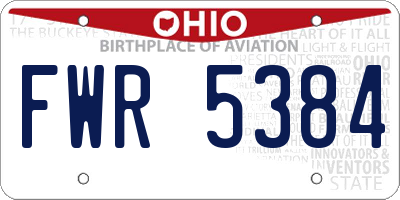 OH license plate FWR5384