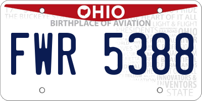 OH license plate FWR5388