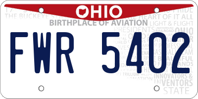 OH license plate FWR5402