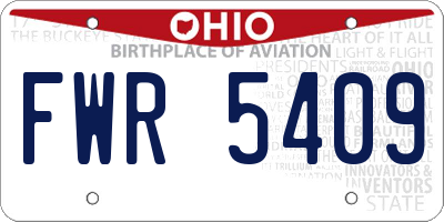 OH license plate FWR5409