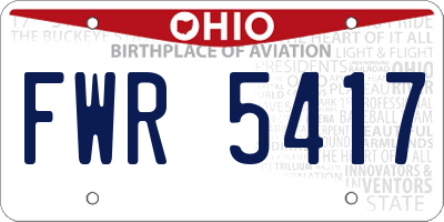 OH license plate FWR5417