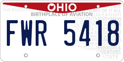 OH license plate FWR5418
