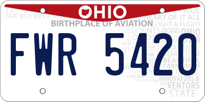 OH license plate FWR5420