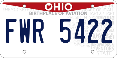 OH license plate FWR5422