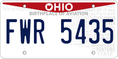 OH license plate FWR5435
