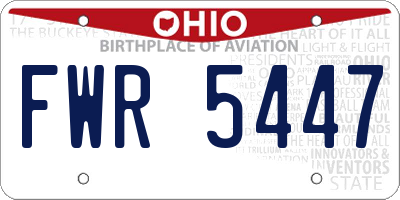 OH license plate FWR5447