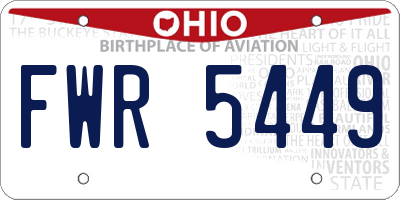 OH license plate FWR5449