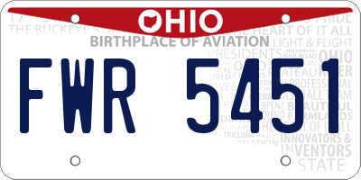 OH license plate FWR5451