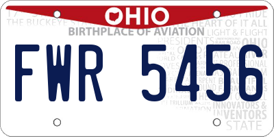 OH license plate FWR5456