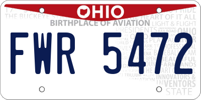 OH license plate FWR5472